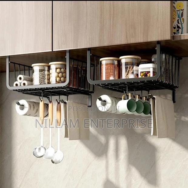 4 in 1 Metallic Under Shelf Rack With Hooks - thumbnail 4