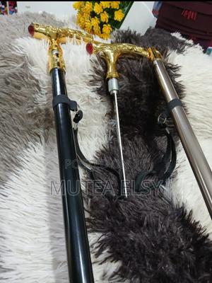Golden Metallic Adjustable Walking Sticks. - thumbnail 2