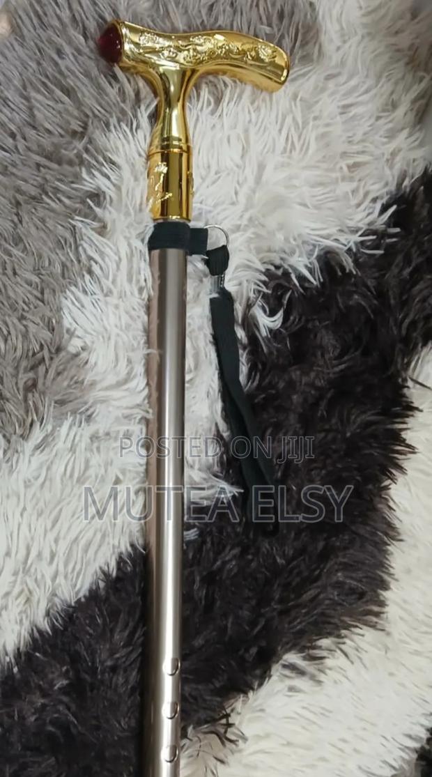Golden Metallic Adjustable Walking Sticks. - thumbnail 3