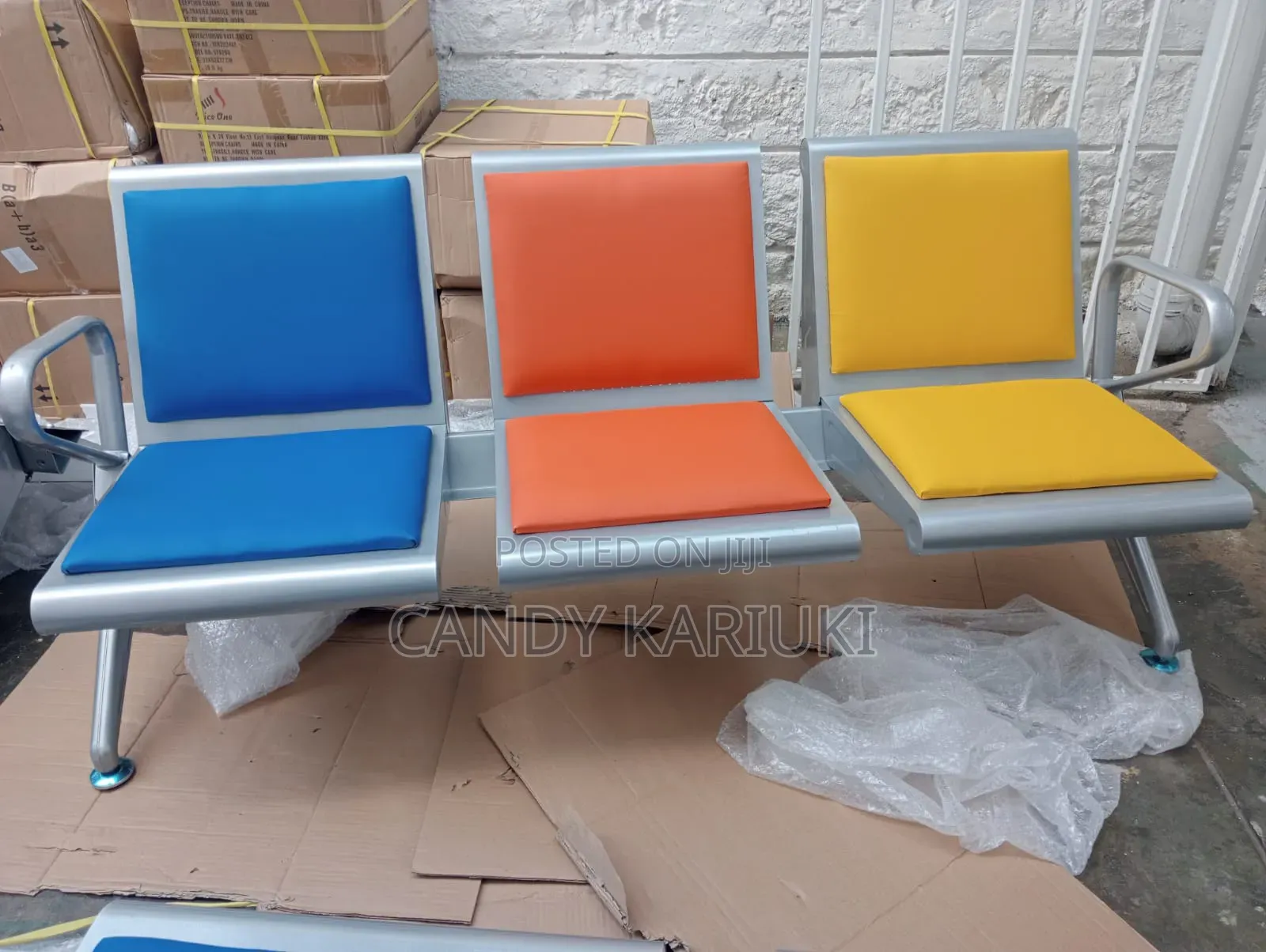 Multi Coloured Reception Area Linked Padded Bench
