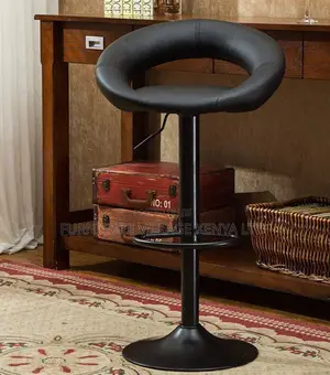 Office Stool:Upholstered Black Leather Barstyle Office Chair