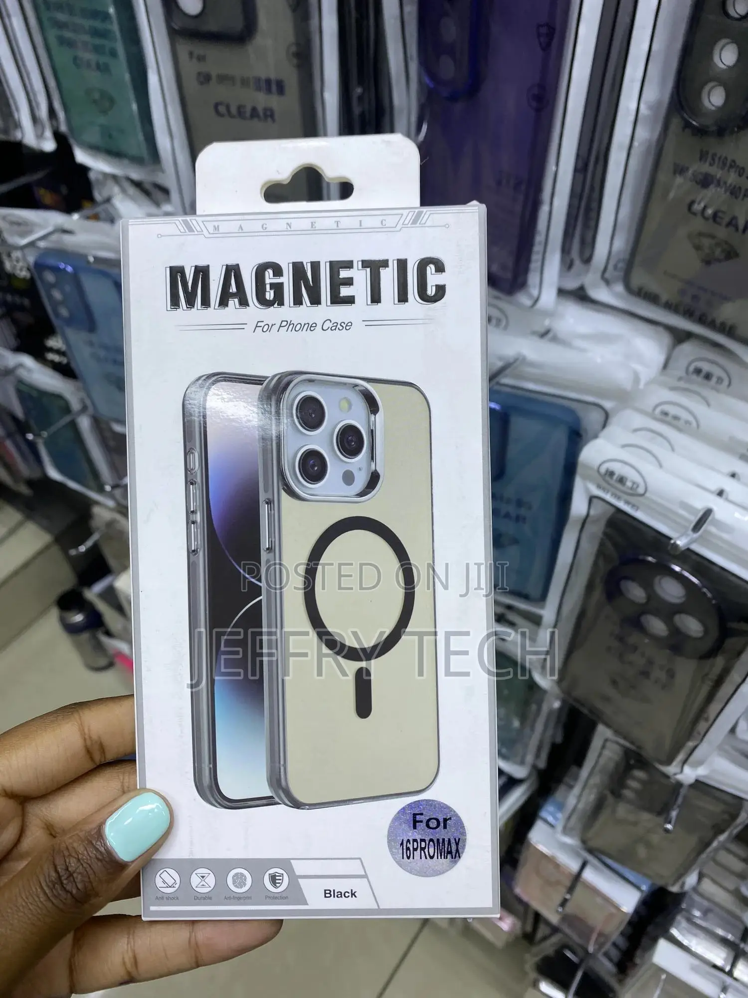 Tigowos iPhone 16 Pro Max Magsafe Matteskin Black Clear Case