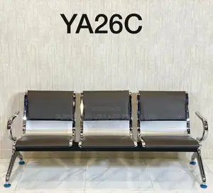 Office Bench:Leather Padded Guest Waiting Bench (3-Link)