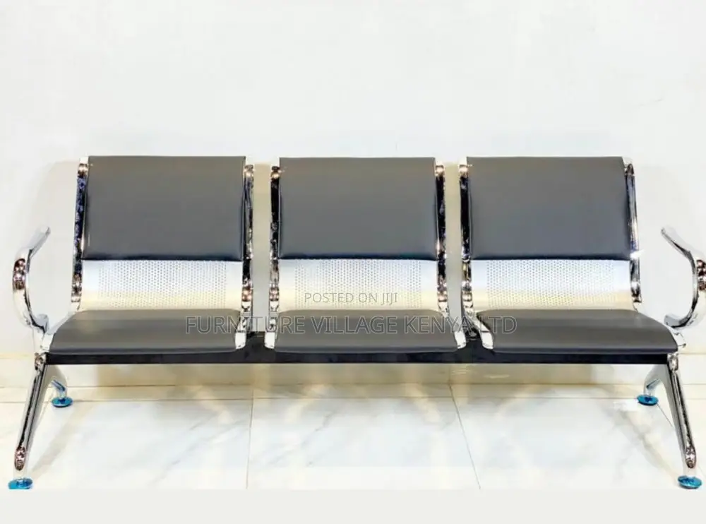 Office Bench:Leather Padded Guest Waiting Bench (3-Link)