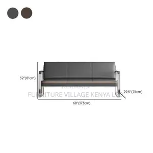 Office Sofa: Stylish Silver-Finished Metal Sofa-5 Seater
