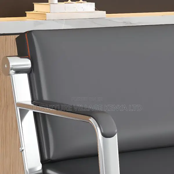 Office Sofa: Stylish Silver-Finished Metal Sofa-5 Seater