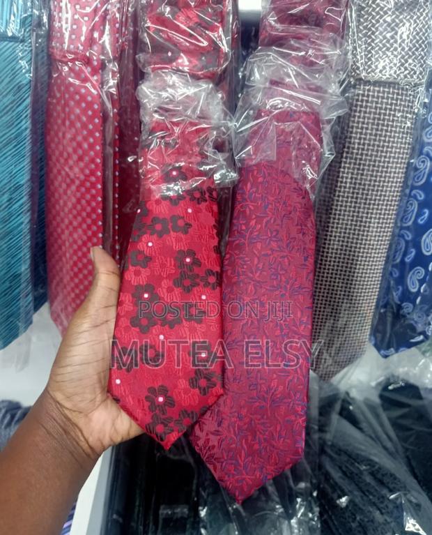 Redwine With Blue Geometric Executive Tie Sets - main view