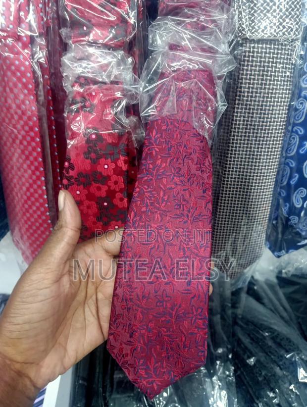 Redwine With Blue Geometric Executive Tie Sets - thumbnail 4