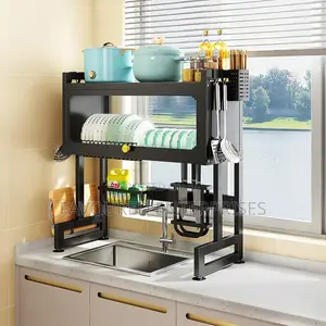 Over the Sink Kitchen Dish Drying Rack With Glass Lid