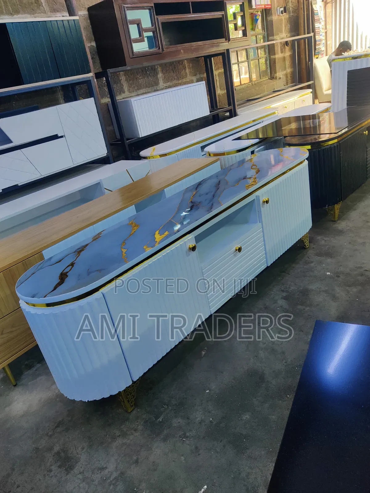 Marble Top Oval Tv Stand (6ft)