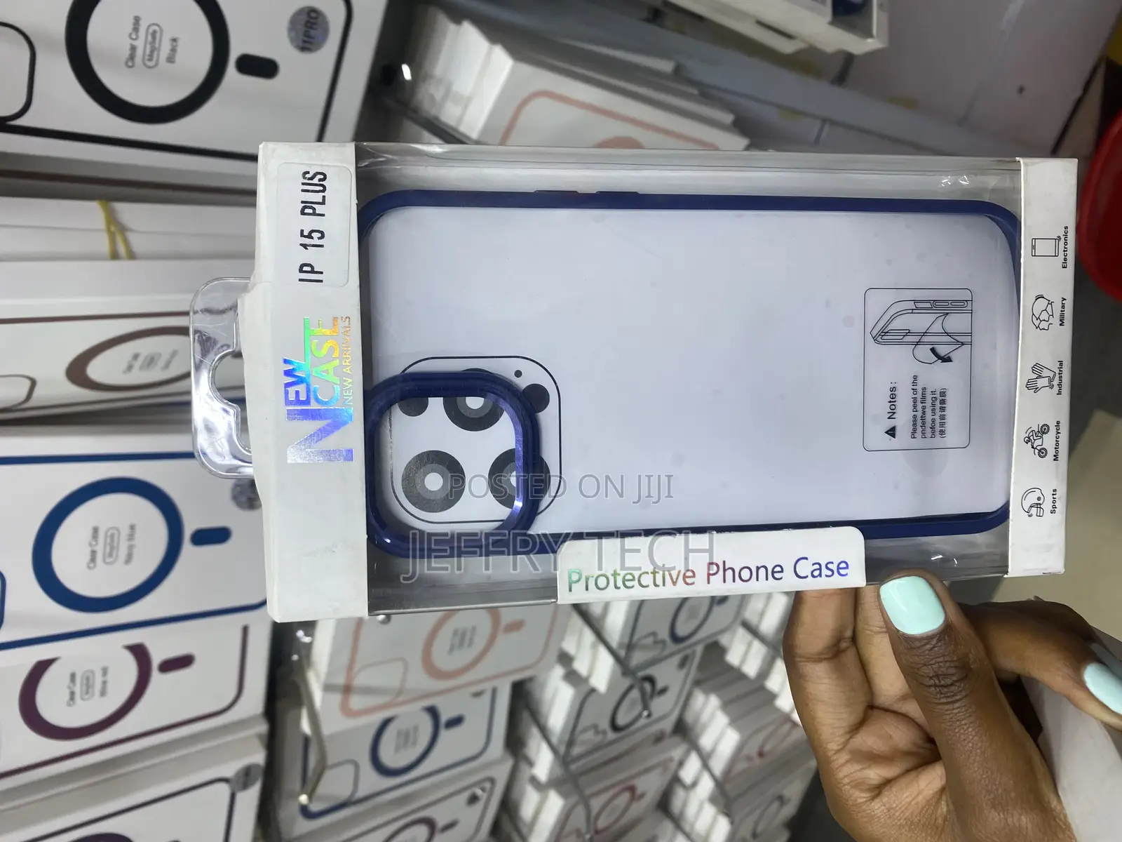 Canshn iPhone 15 Plus New Skin Case With Blue Edges