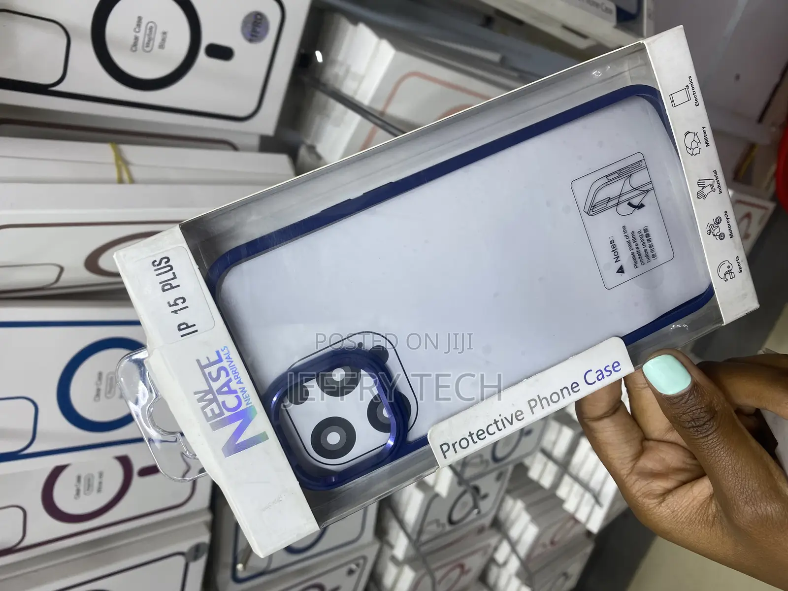 Canshn iPhone 15 Plus New Skin Case With Blue Edges