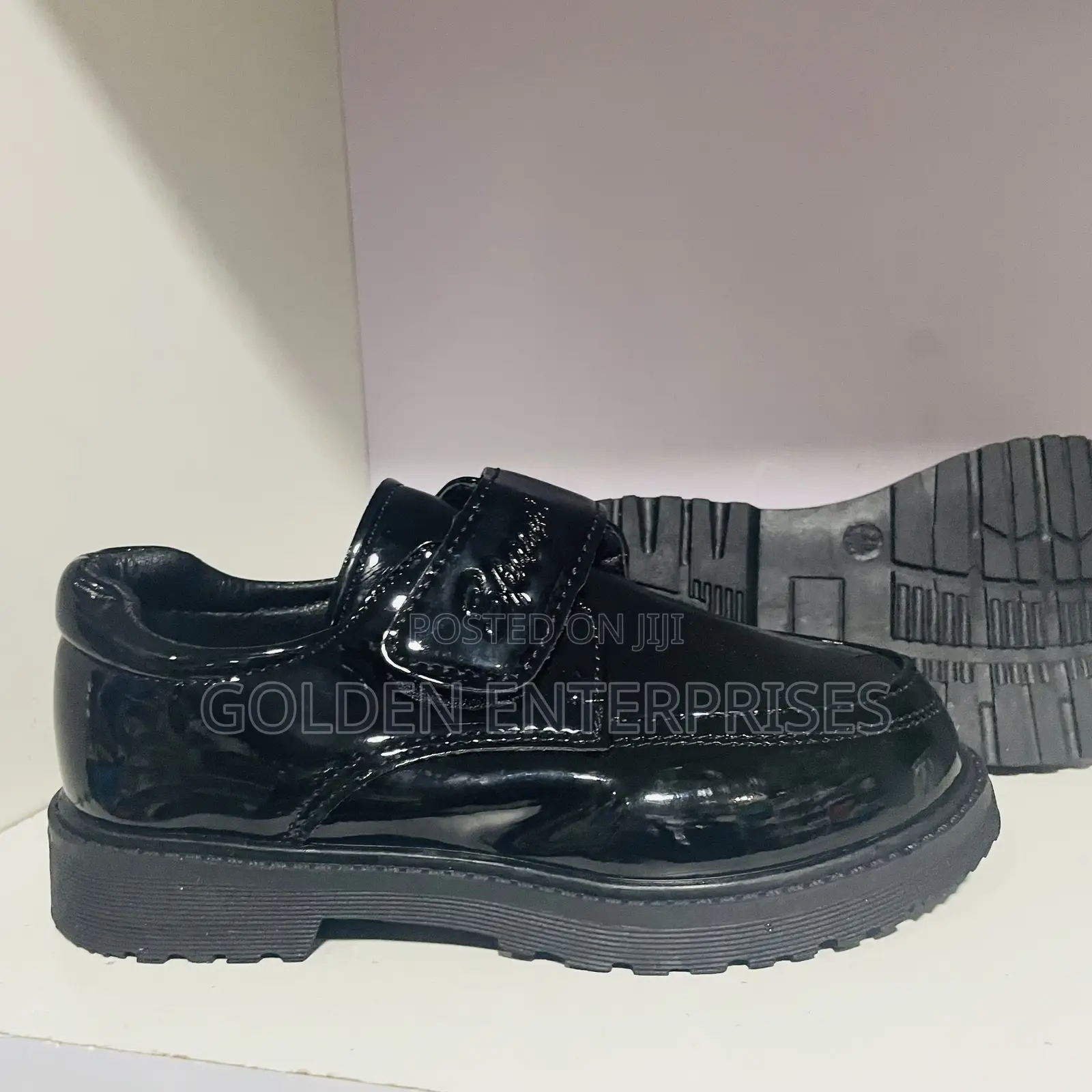 Quality Boy’S Wetlook Black School Shoes 27-38