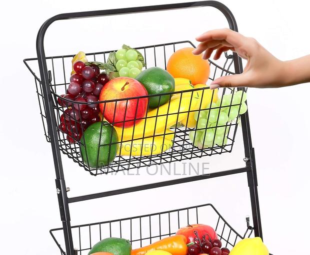 3 Tier Storage Basket Organizer Stand Metal Storage Bin - thumbnail 3