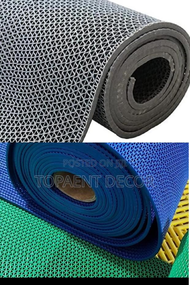 Blue and Grey Step With Confidence Non Slip Perforated Mats - main view