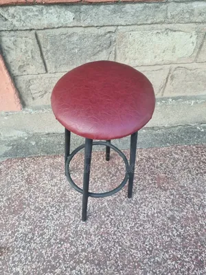 Maroon Barstool With Strong Metal Frame.