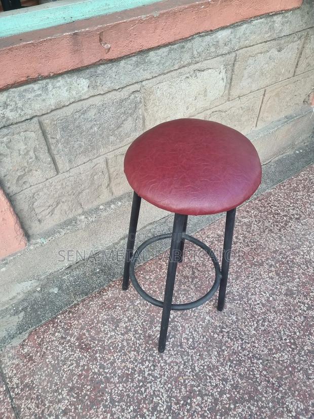 Maroon Barstool With Strong Metal Frame. - thumbnail 2