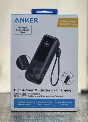 Anker Zolo Power Bank (25,000mah, 165w, Retractable Cables)