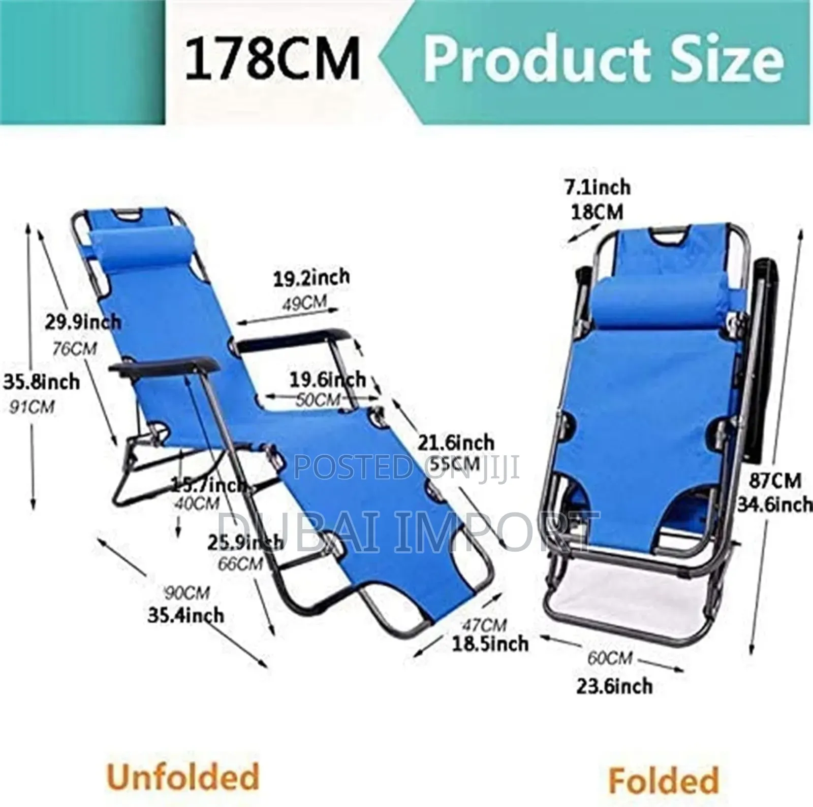 2 in 1 Beach Lounge Camping Chair/Bed