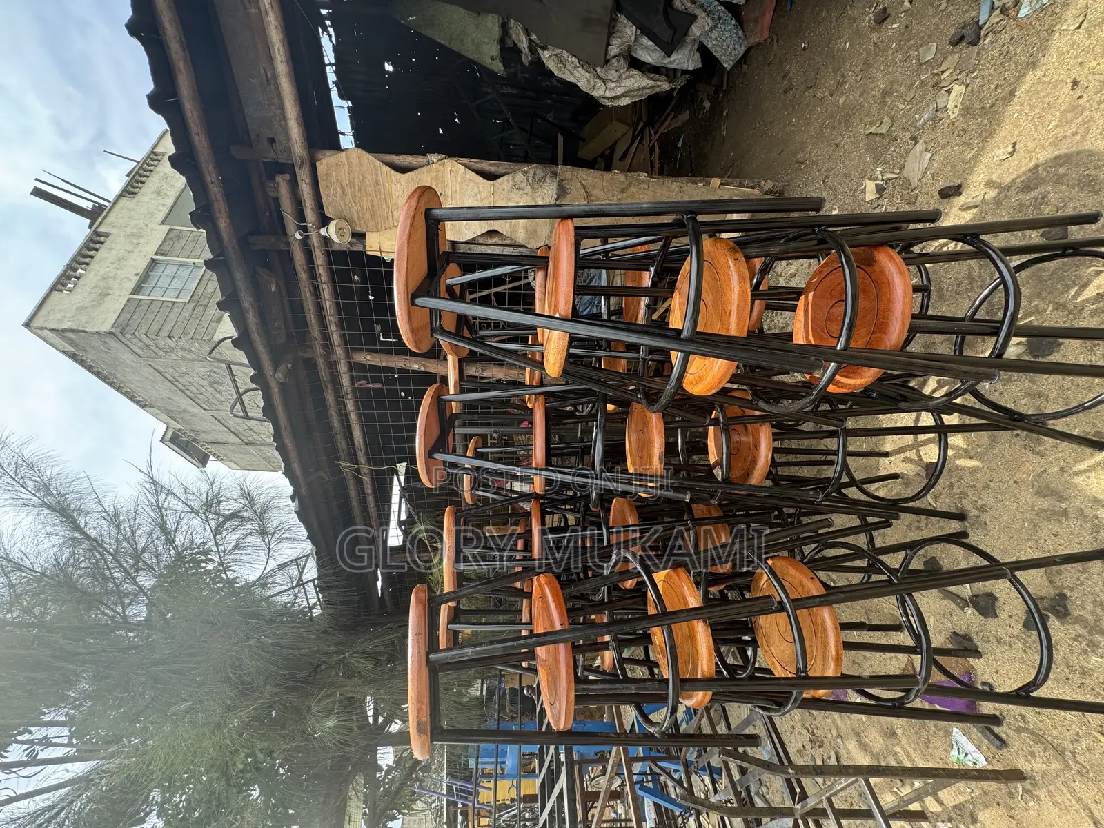 Wooden Mahogany Round Stools