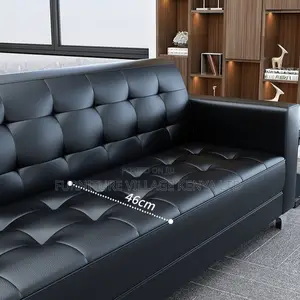 Office Sofa:Contemporary Faux Leather Office Sofa for Five