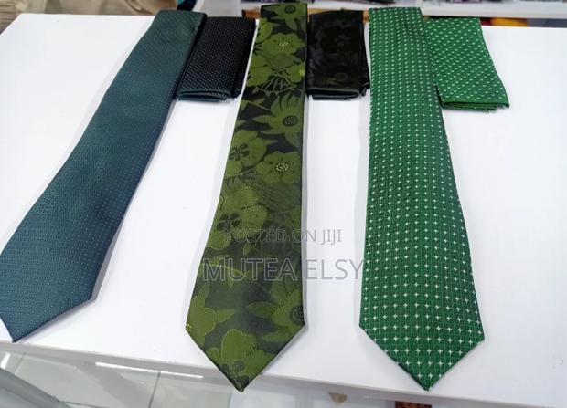 Emelard Green, Safaricom Army Green Polycadot Tie Sets - main view