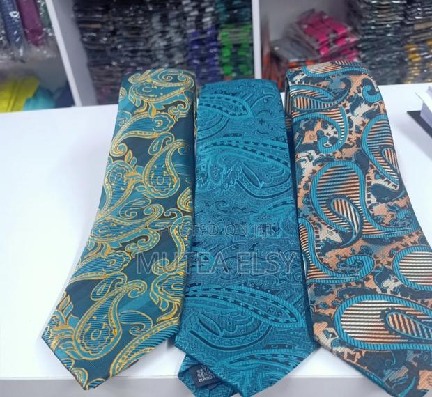 Teal Blue Yellow Vintage Executive Tie Sets - thumbnail 4