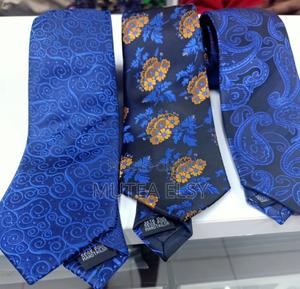 Royal Blue Yellow Vintage Executive Tie Sets - thumbnail 2