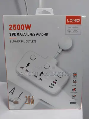 Ldnio Power Strip With 2 Sockets + Pd Type-C Port + 3.0 Usb