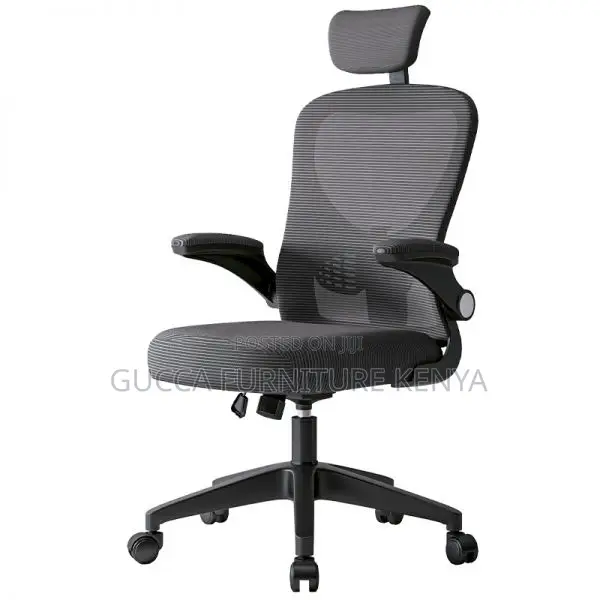 Office Chair: Ergonomic Flip-Up Armrest and Headrest Chair
