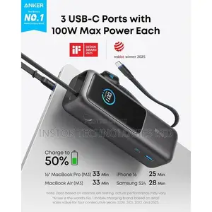 Anker Power Bank 165w With Retractable Cables