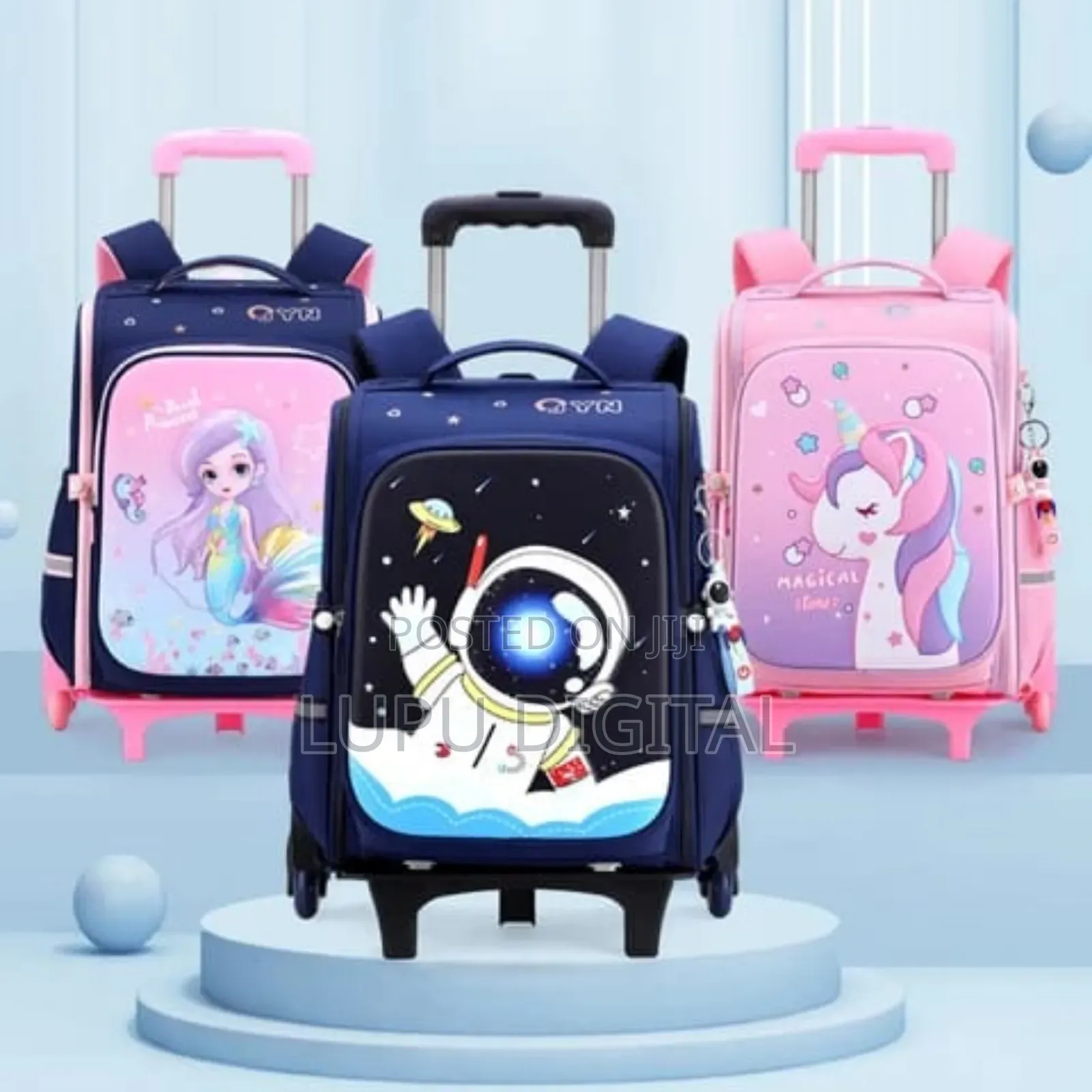 Cartoon School Trolley Bags For Girls Boys Rolling Backpack