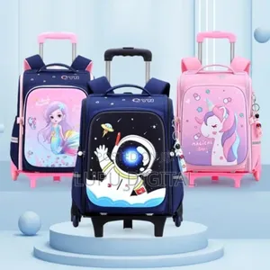Cartoon School Trolley Bags For Girls Boys Rolling Backpack