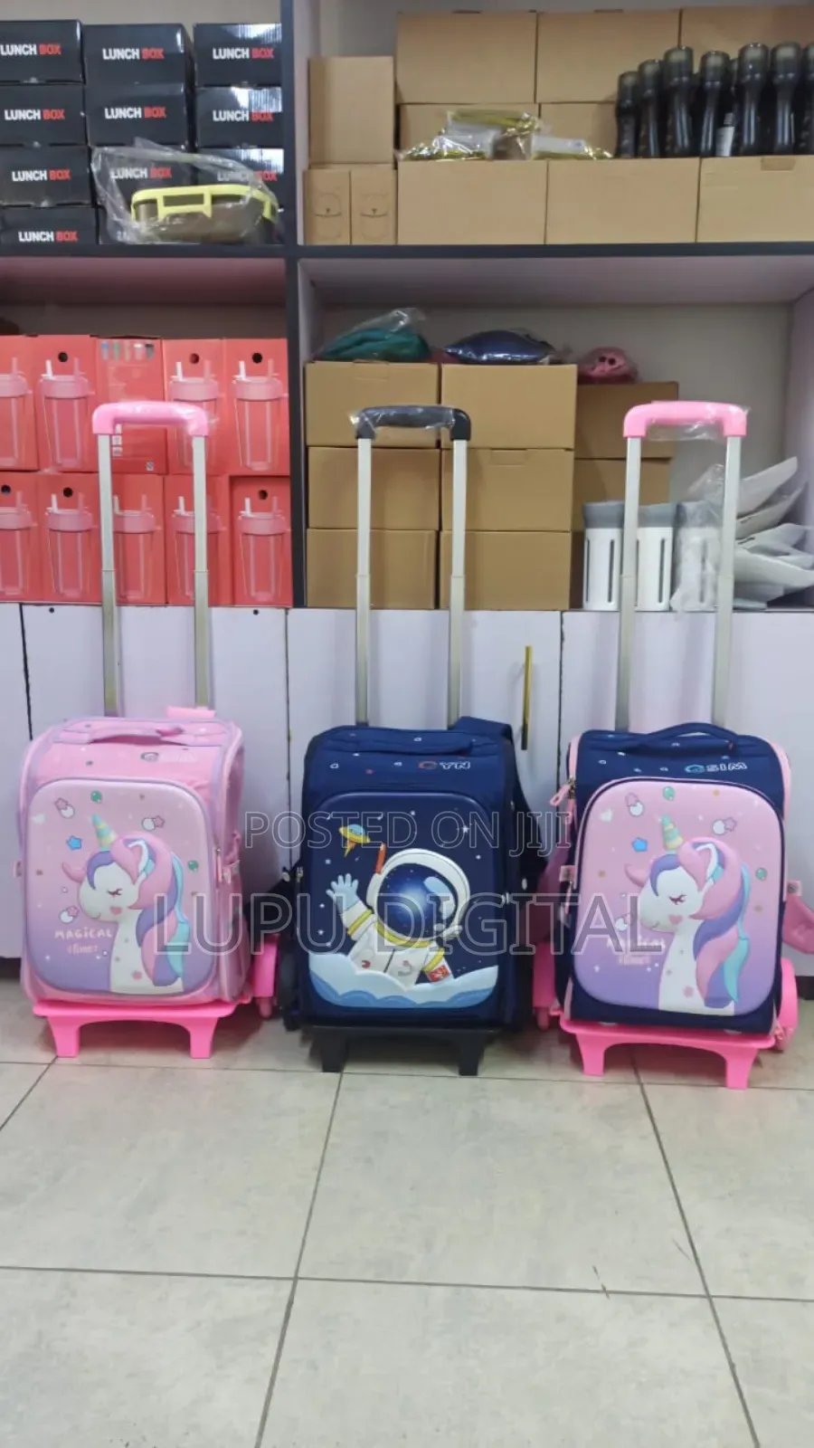 Cartoon School Trolley Bags For Girls Boys Rolling Backpack