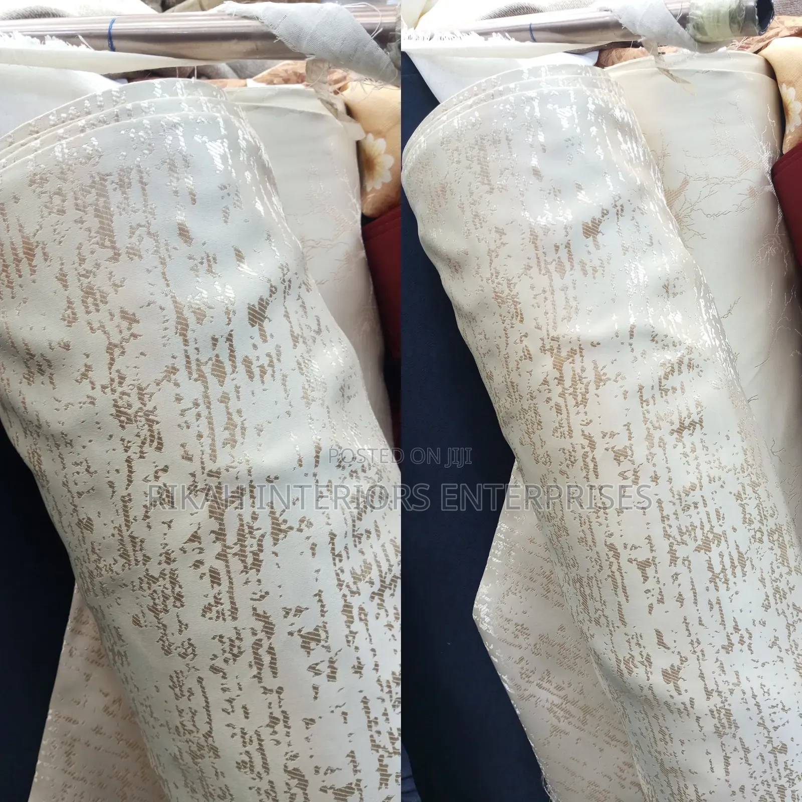Cream Curtain With Silver Details