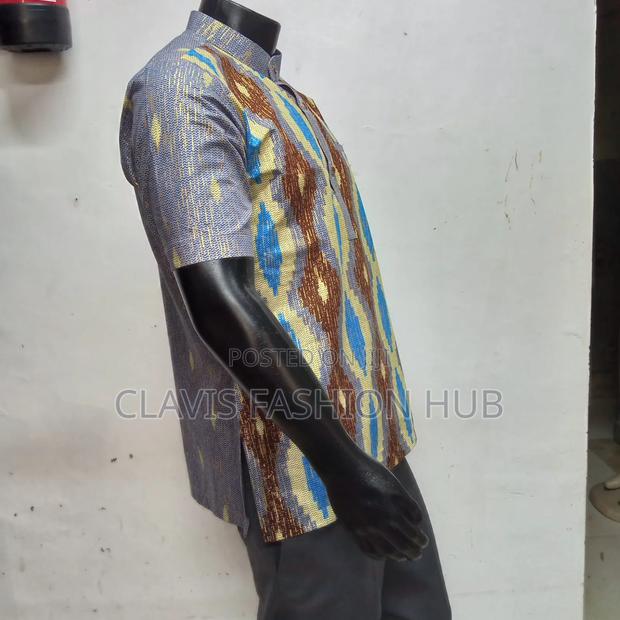 Grey Kitenge Short Sleeved Shirt - thumbnail 2