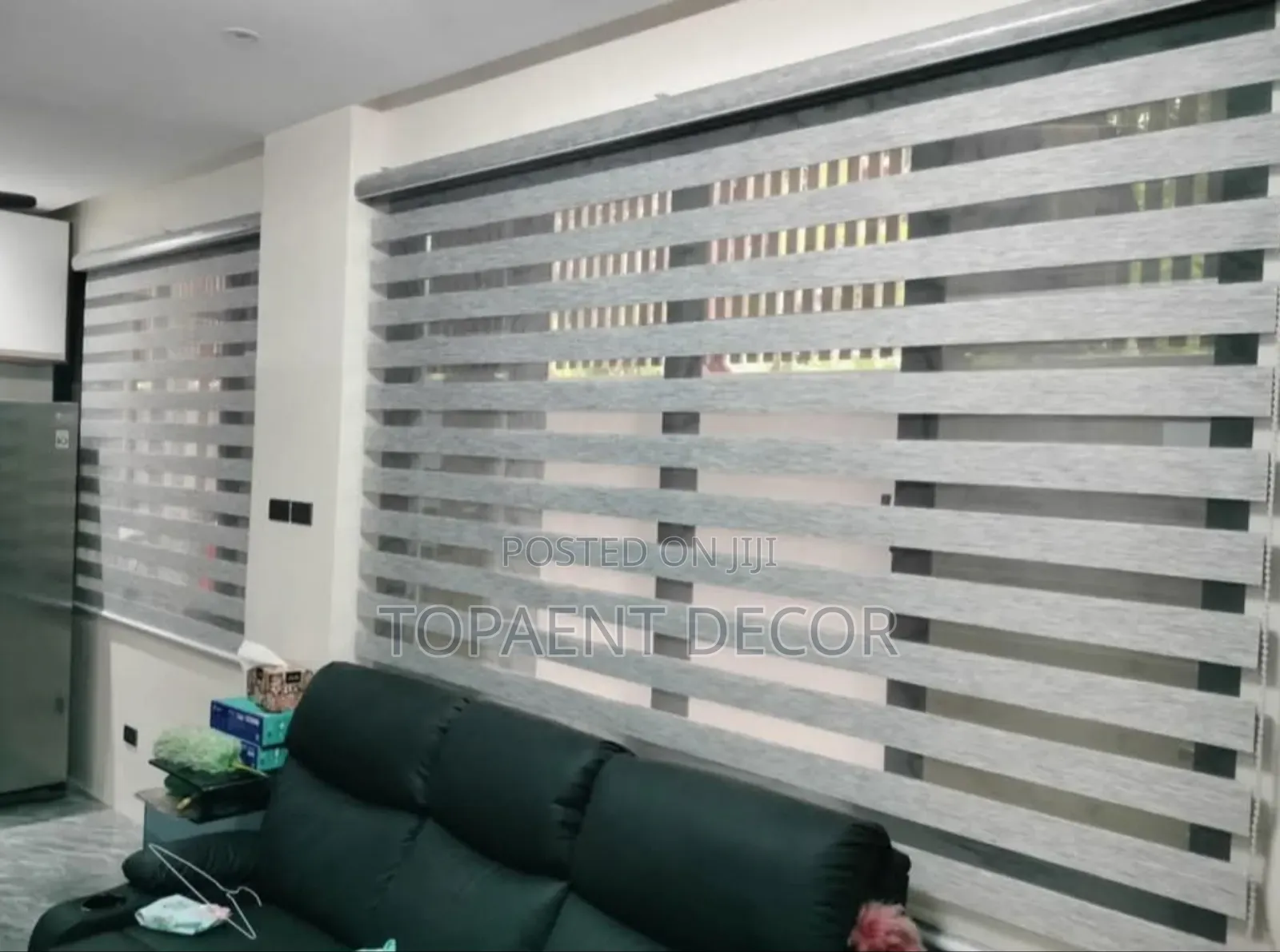 Light Grey Living Room Window Curtain Blinds