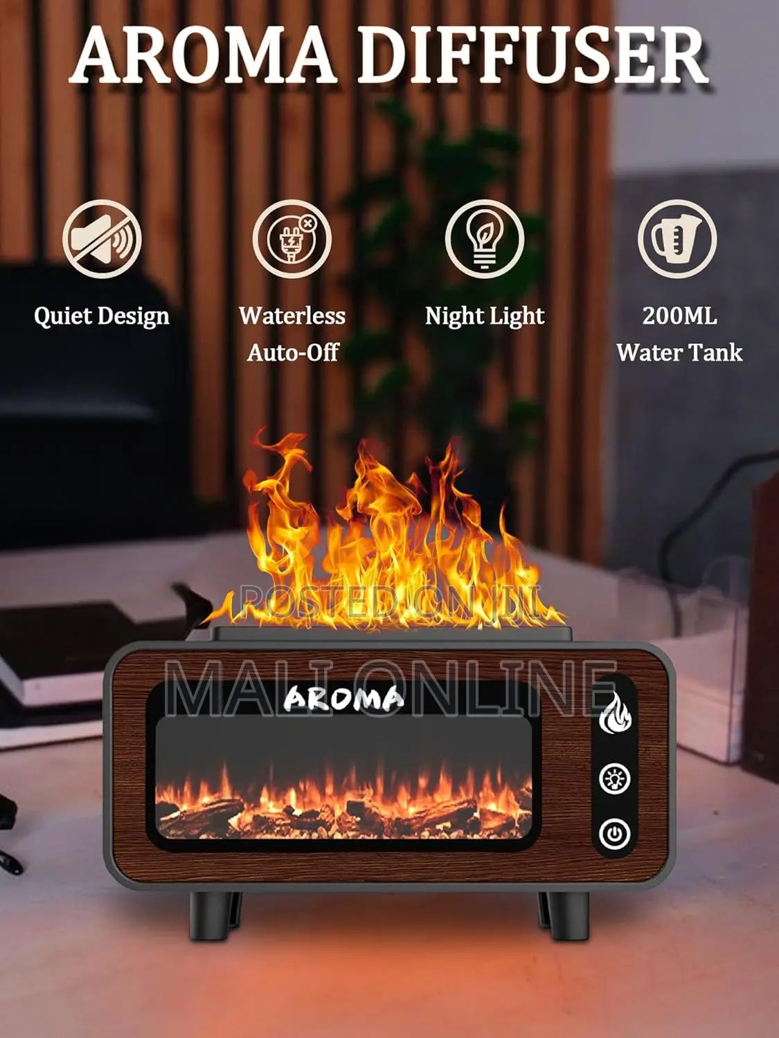 Flame Humidifier Fireplace Aromatherapy Air Humidifier