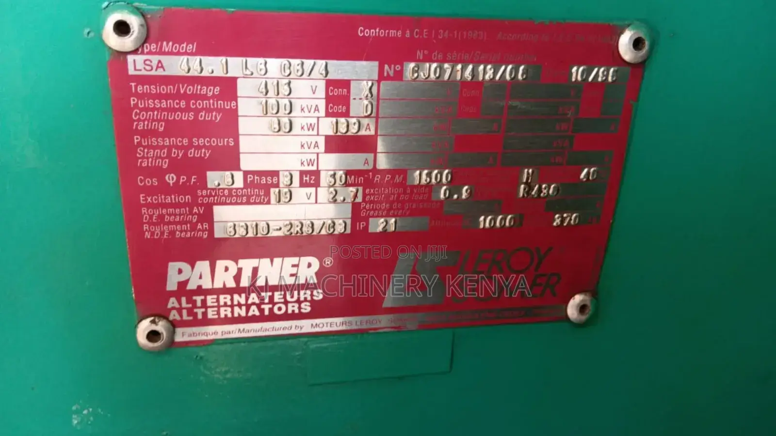 Slightly Used 100kva Generator on Sale