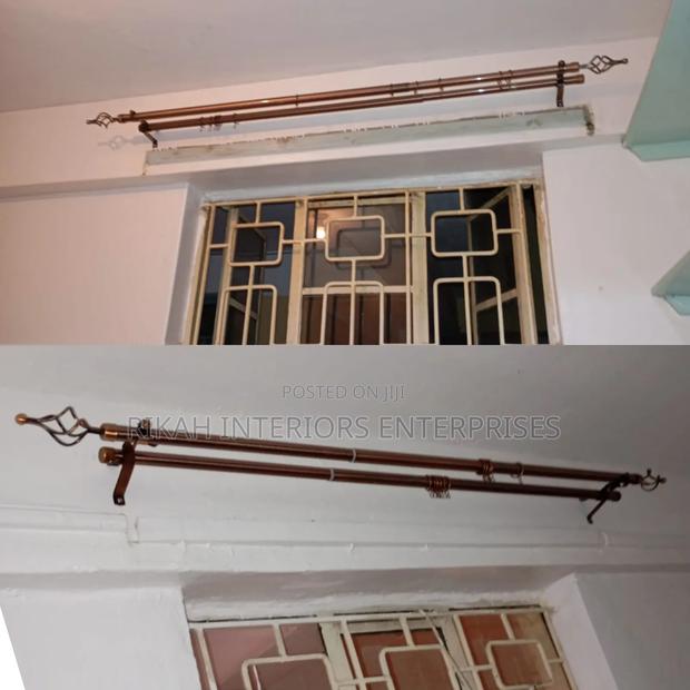 Brown 2m Double Adjustable Curtain Rods