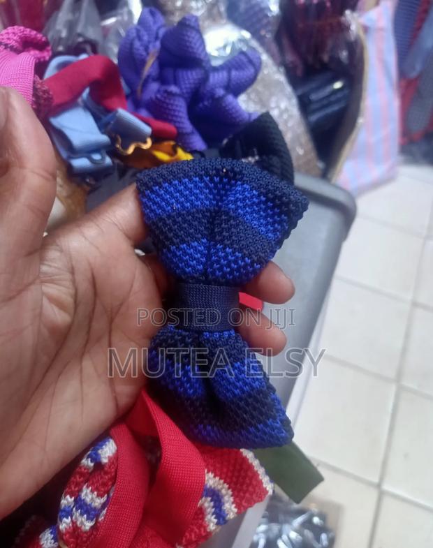 Navyblue Royal Blue Striped Knitted Bowties - main view
