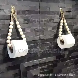 *Creative Natural Wood Beaded Toilet Paper Roll Holder*
