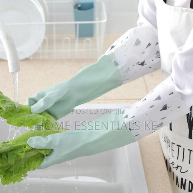 1pair Long Silicon Waterproof Kitchen/Household Gloves* - thumbnail 4