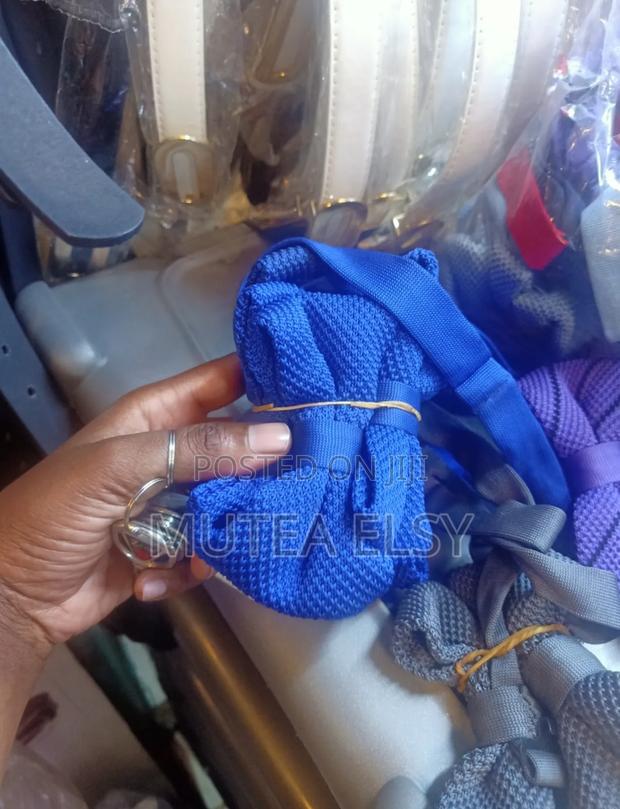 Royal Blue Charcoal Grey Knitted Bowties - main view