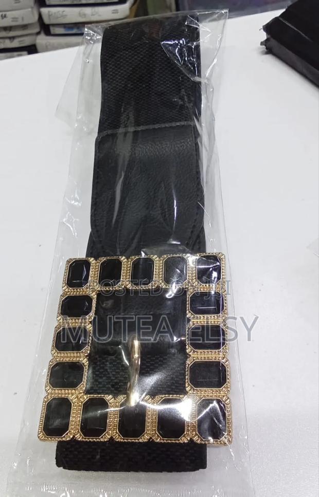 Ladies Black Elastic Belts - main view