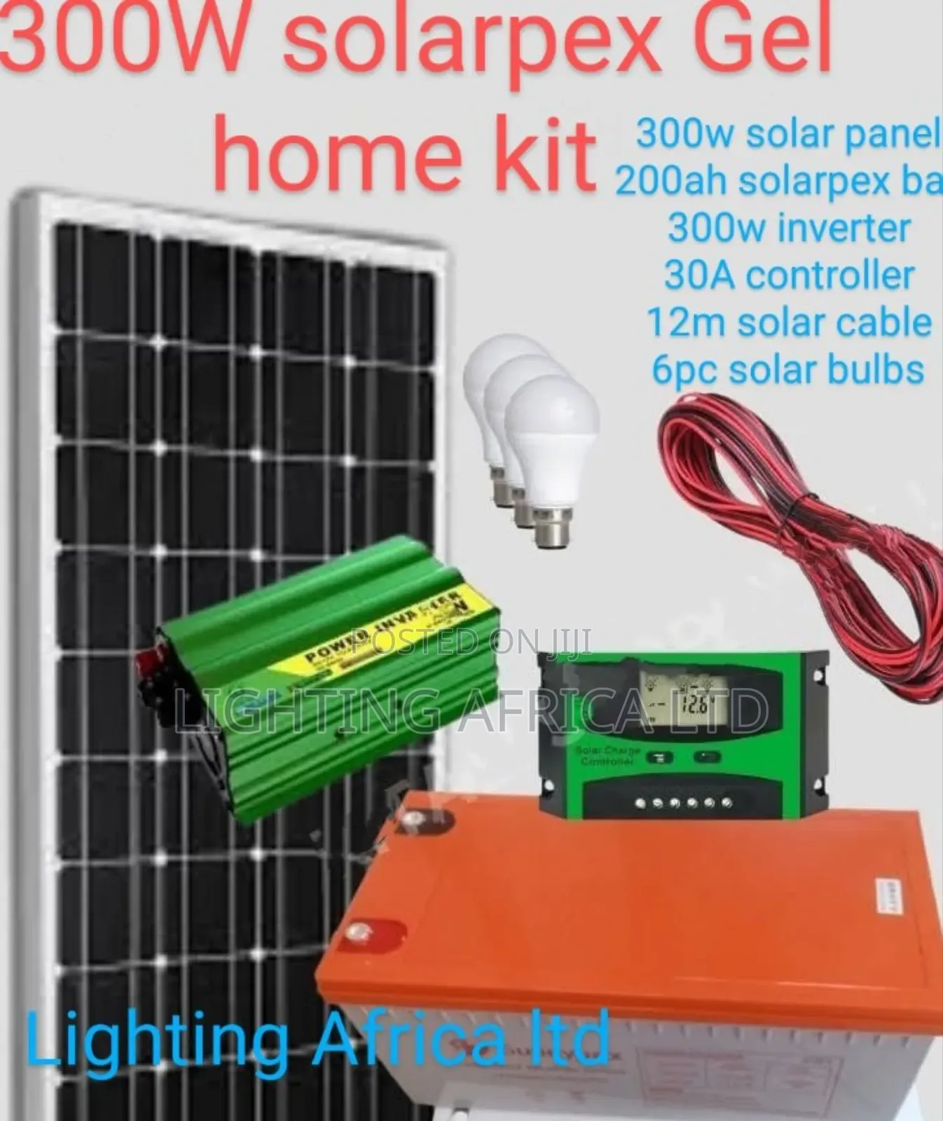 300w Solarpex Home Solar Kit + Free 6 Dc Bulbs