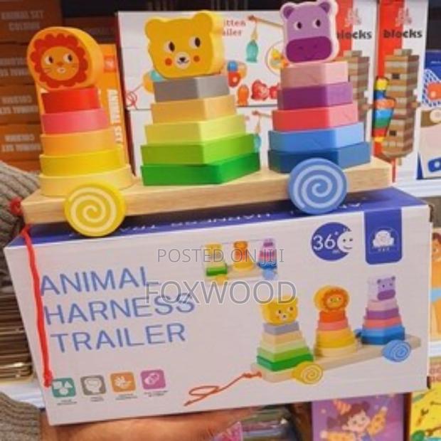 Wooden Montessori 3 in 1 Stacker With Wheels - thumbnail 2