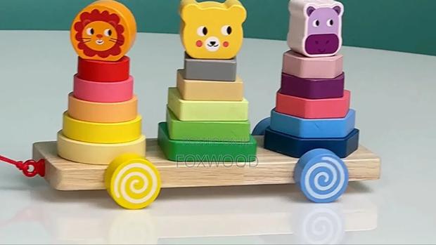 Wooden Montessori 3 in 1 Stacker With Wheels - main view