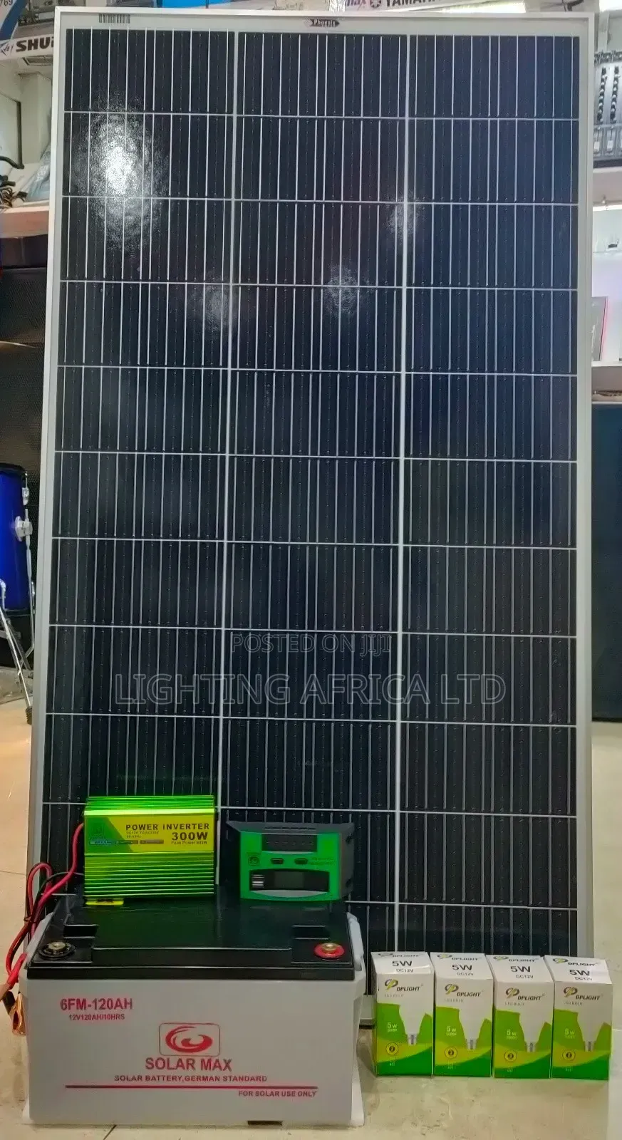 200w Solar - 120ah Gel Battery - 300w Inverter - 20a Controller + Bulb
