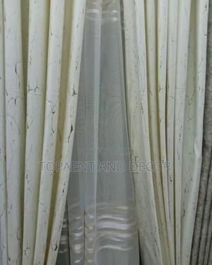Cream Velvet Curtains With Gold Patterns for Home Curtains - thumbnail 2